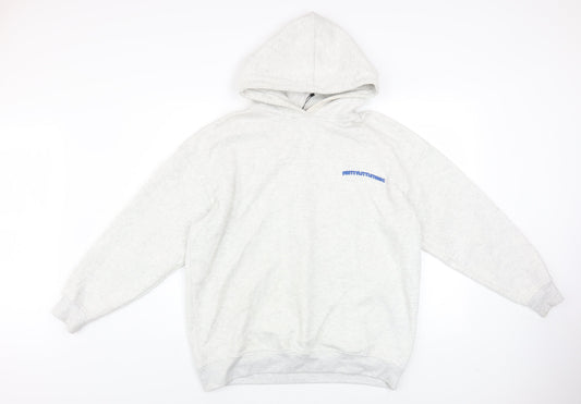PrettyLittleThing Women’s Grey Hooded Pullover Hoodie Size M Cotton Blend