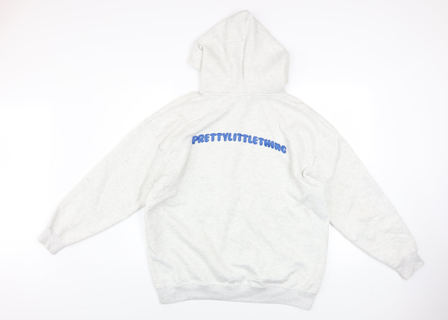 PrettyLittleThing Women’s Grey Hooded Pullover Hoodie Size M Cotton Blend