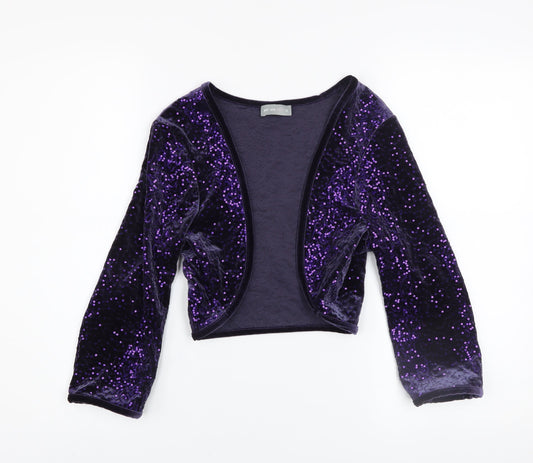 Marks and Spencer Women’s Purple Sequin Velvet Cropped Jacket Size 12