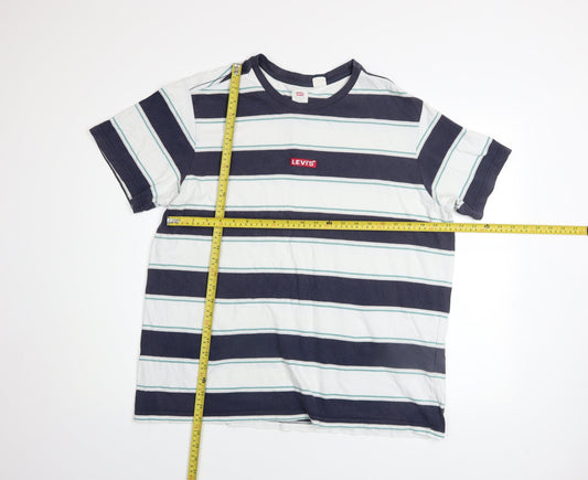 Levi's Men's Blue Striped Relaxed Fit Cotton T-Shirt Size L