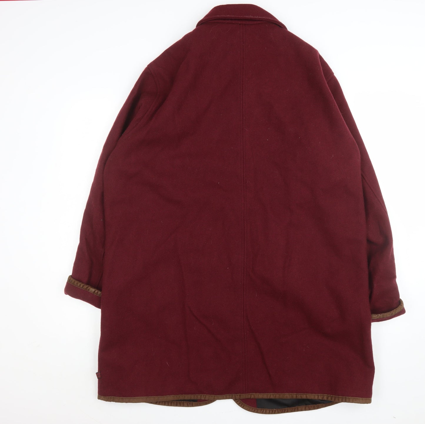 Woolrich Womens Red Long Wool Overcoat Lined Button Coat Size L