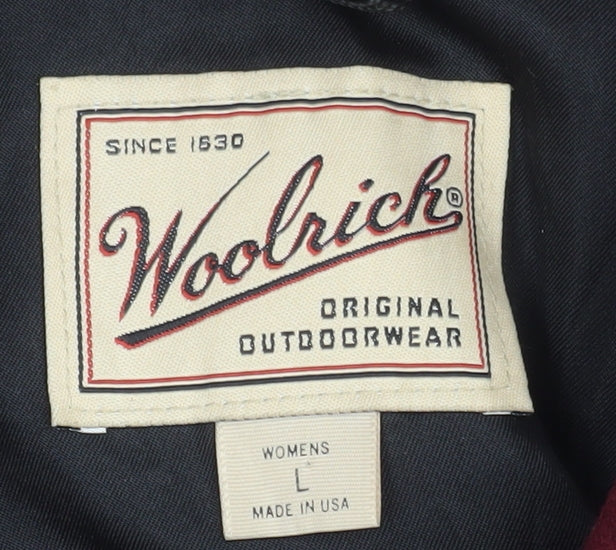 Woolrich Womens Red Long Wool Overcoat Lined Button Coat Size L