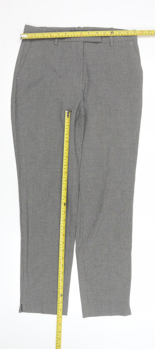Marks and Spencer Women’s Grey Check Stretch Straight Trousers Size 10