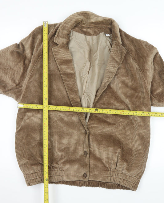 Viyella Women Brown Corduroy Lined Jacket Size 14 Classic Style