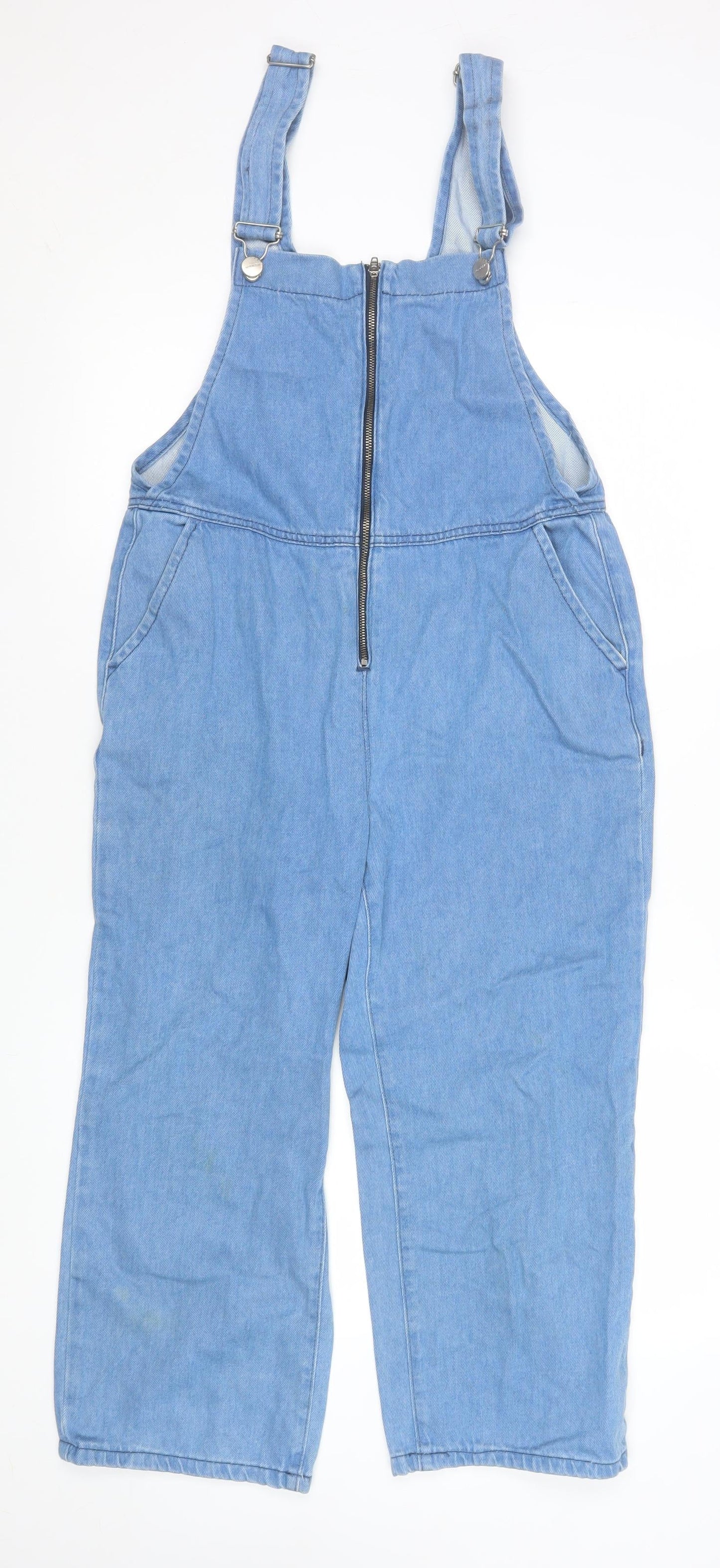 Koton Jeans Women's Blue Denim Dungaree Jumpsuit Size 10 Zip Front