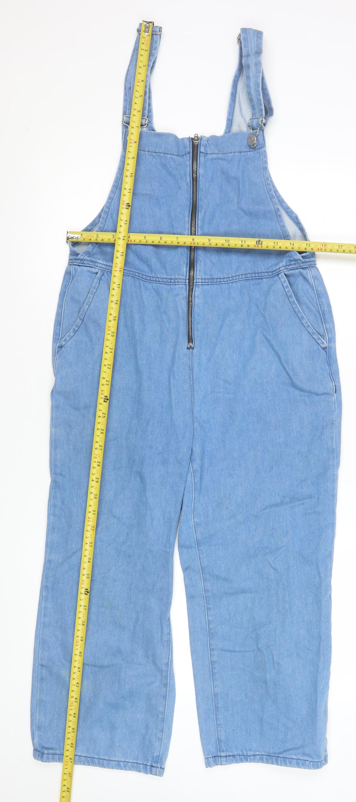 Koton Jeans Women's Blue Denim Dungaree Jumpsuit Size 10 Zip Front