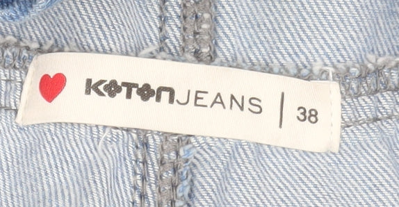 Koton Jeans Women's Blue Denim Dungaree Jumpsuit Size 10 Zip Front