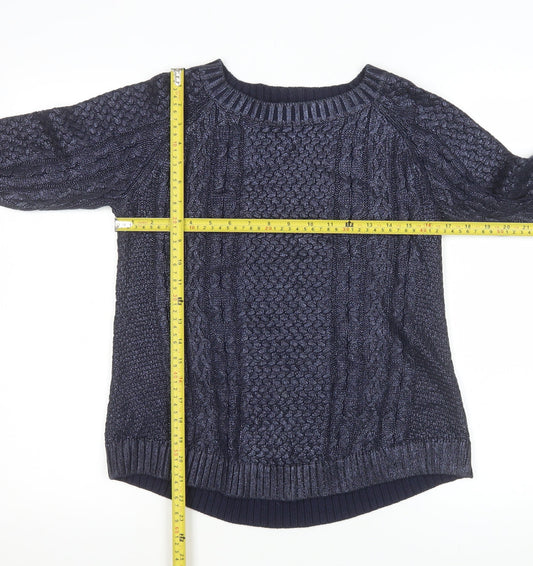 French Connection Womens Navy Cable Knit Cotton Pullover Sweater XS