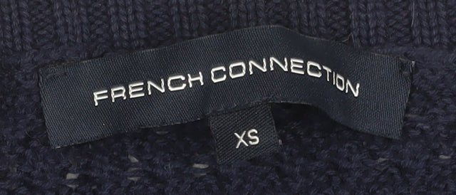 French Connection Womens Navy Cable Knit Cotton Pullover Sweater XS
