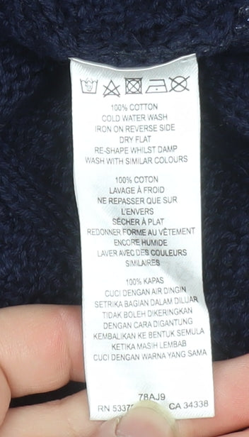 French Connection Womens Navy Cable Knit Cotton Pullover Sweater XS