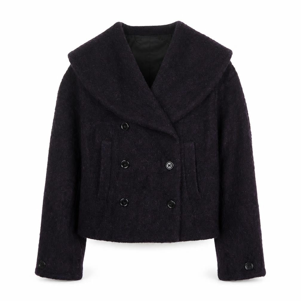 Ronit Zilkha Women’s Purple Wool Mohair Blend Short Pea Coat Jacket Size 10