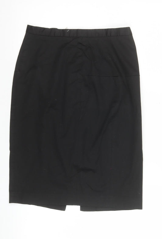 French Connection Women's Black Cotton Zip Pencil Skirt Size 10