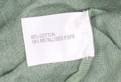 Jigsaw Women’s Green V-Neck Long Sleeve Cotton Knit Top M