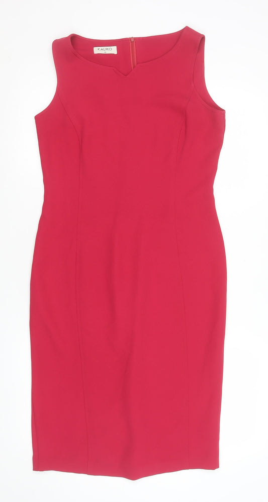 Kaliko Women Red Size 12 Sheath Knee Length Sleeveless Dress