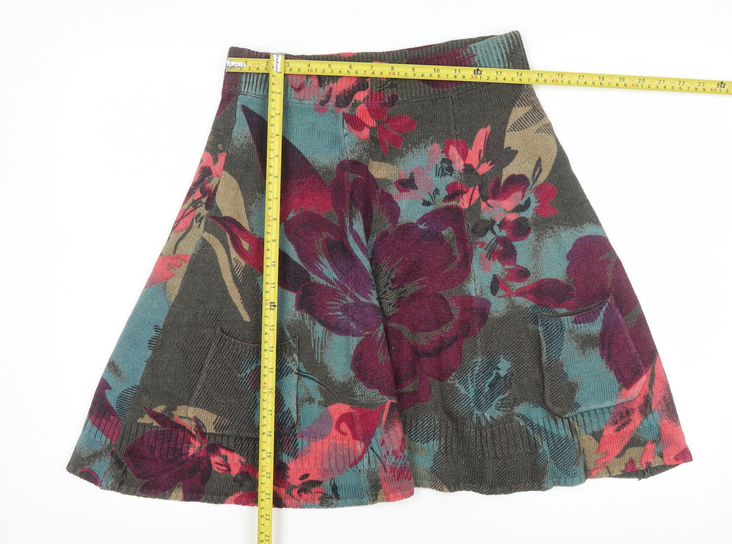 Anna Scott Women's Multicoloured Floral A-Line Knit Skirt Size 8