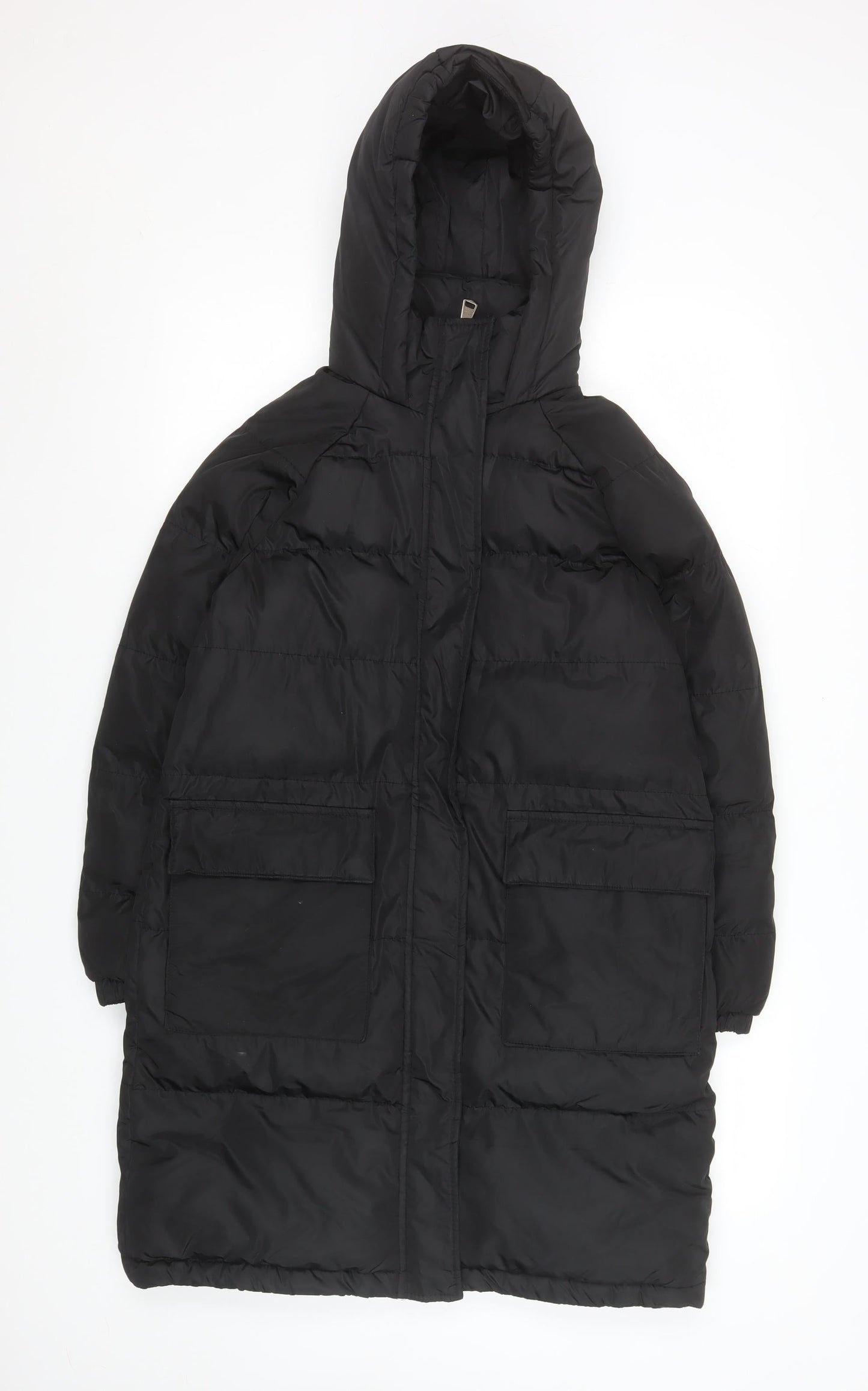 Hulabalu Womens Black Long Puffer Coat Size 12 Hooded Winter Jacket