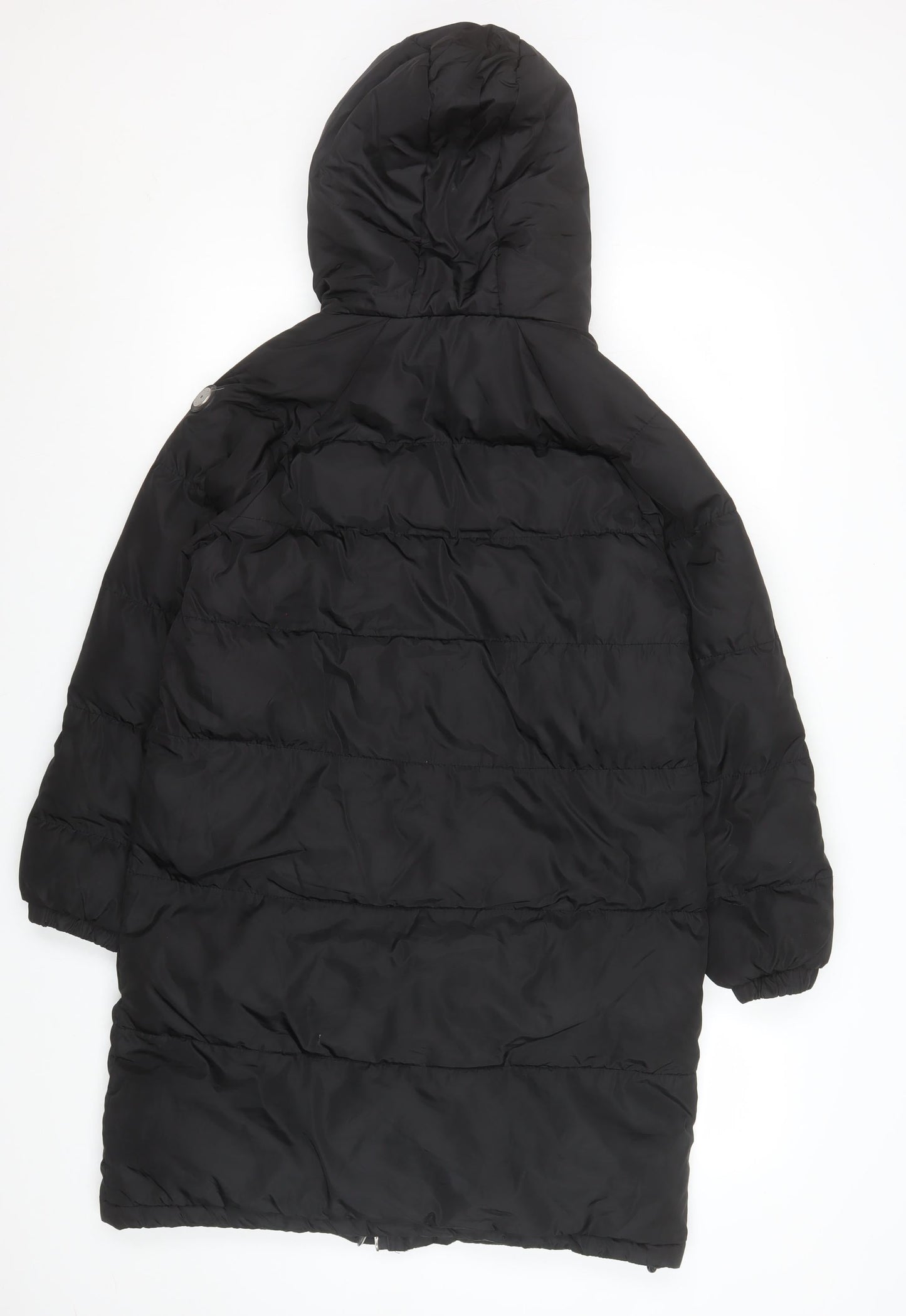 Hulabalu Womens Black Long Puffer Coat Size 12 Hooded Winter Jacket