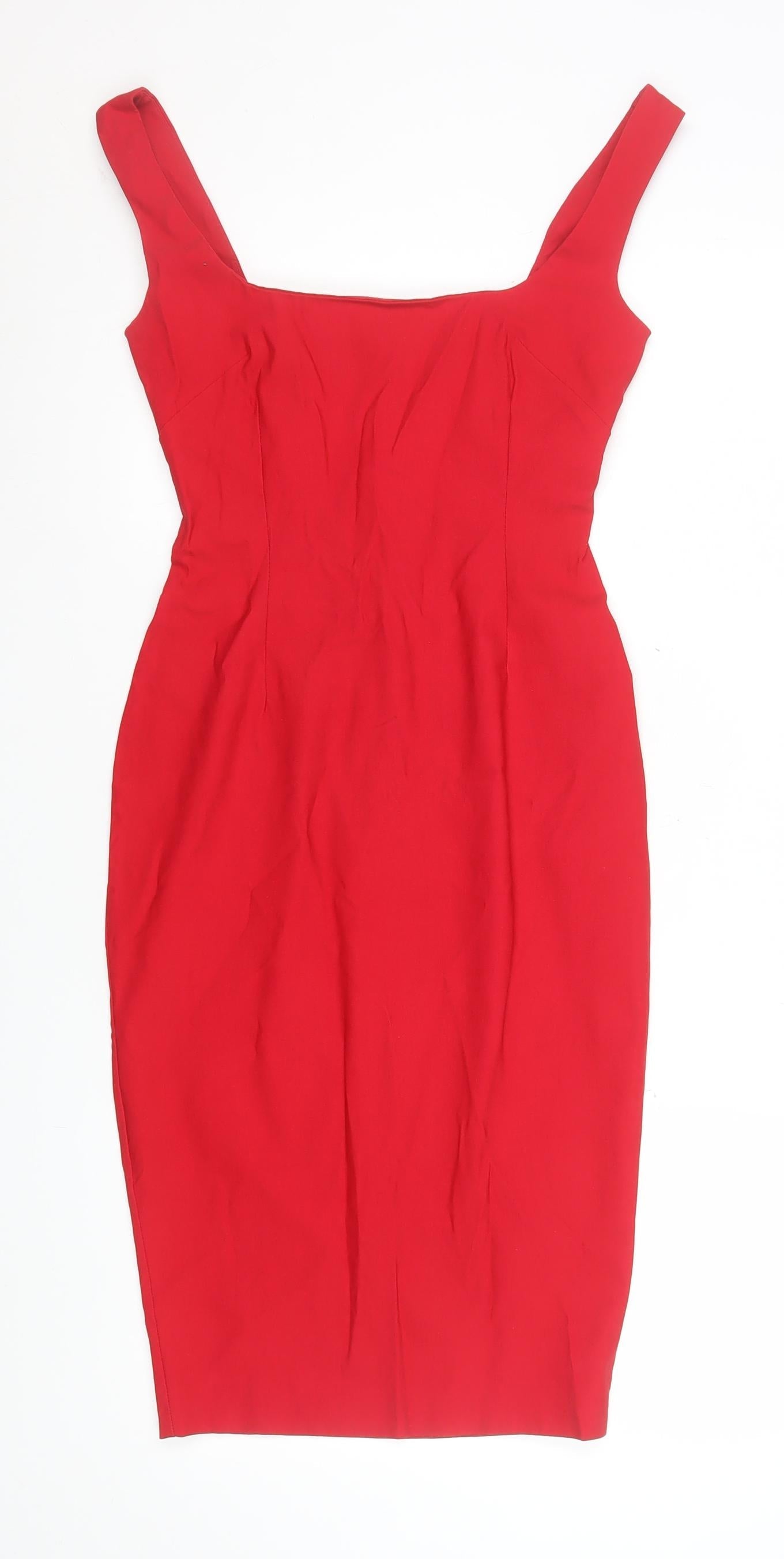 Vesper Women Red Bodycon Stretch Knee Length Dress Size 8
