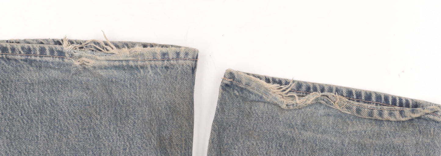 Zara Women Blue Size 6 Wide-Leg High Rise Cotton Jeans