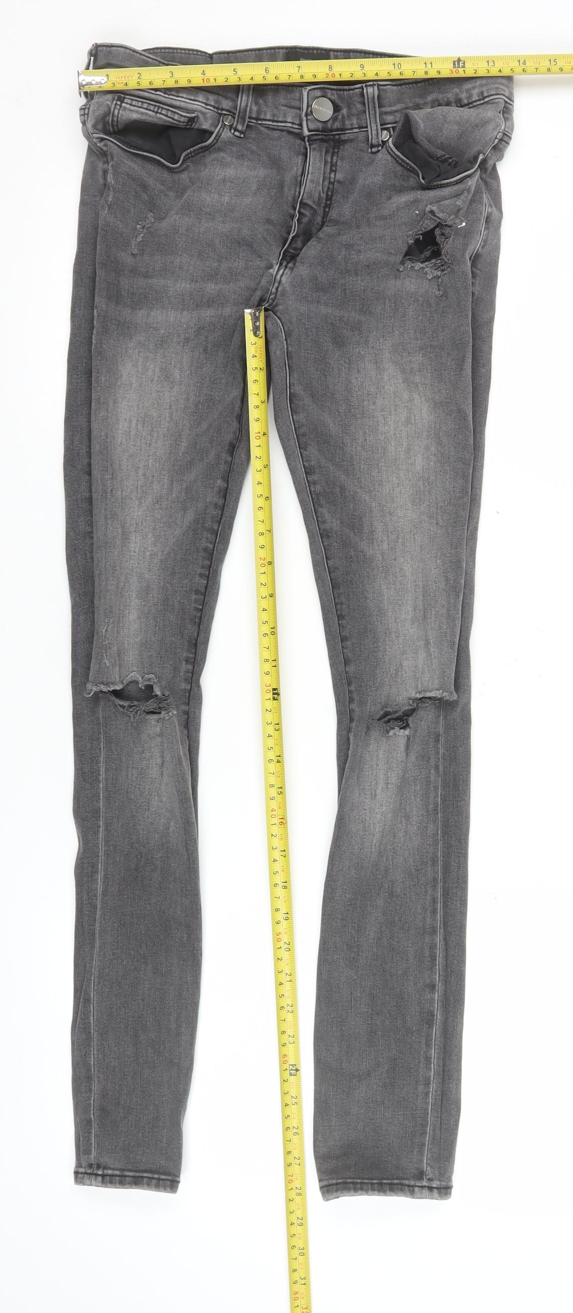 River Island Women's Grey Distressed Skinny Jeans Size 28/32