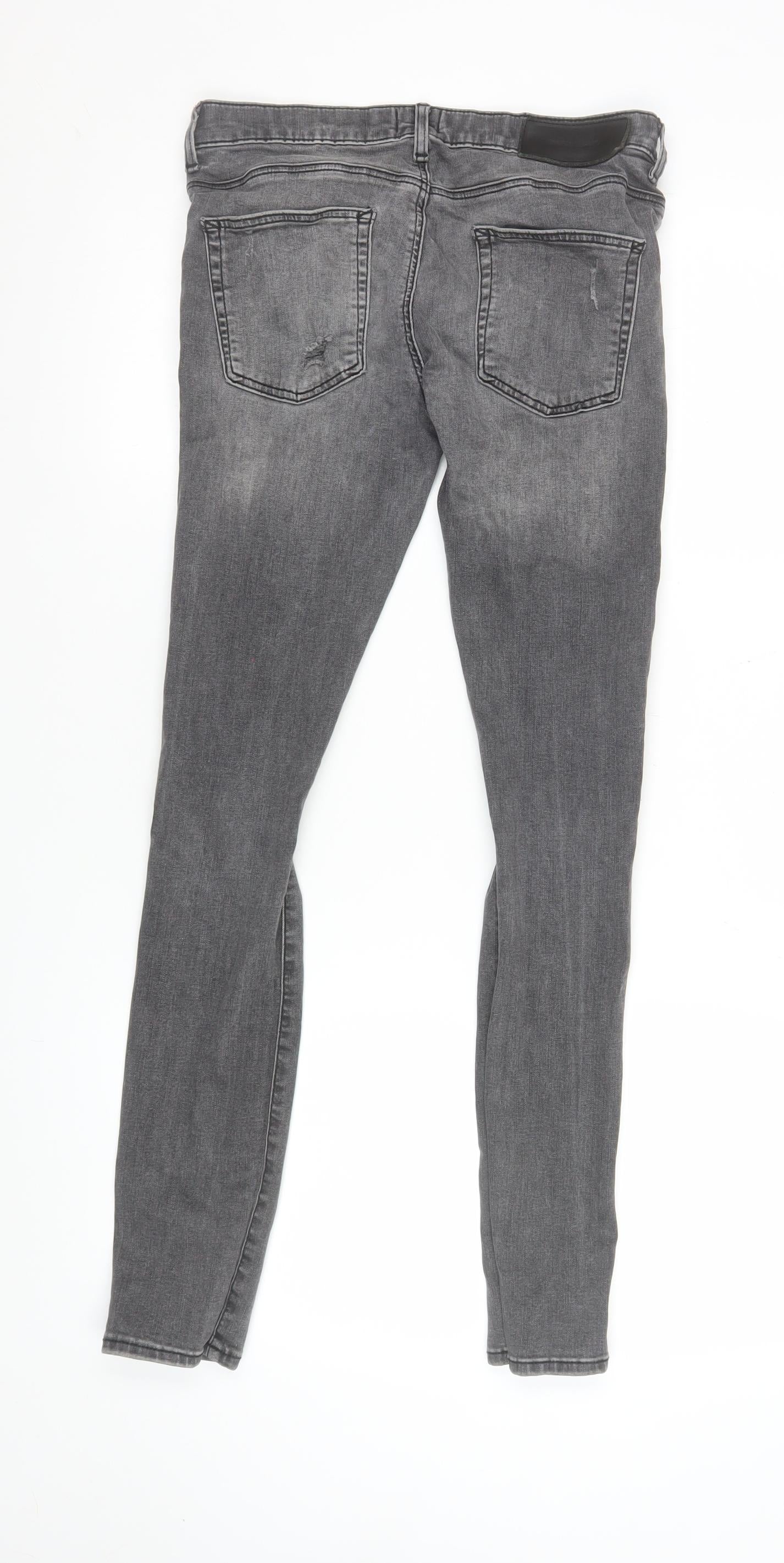 River Island Women's Grey Distressed Skinny Jeans Size 28/32