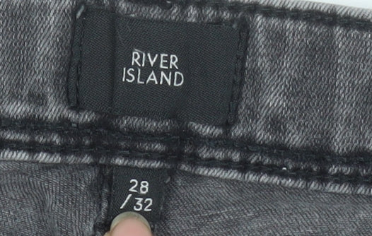 River Island Women's Grey Distressed Skinny Jeans Size 28/32
