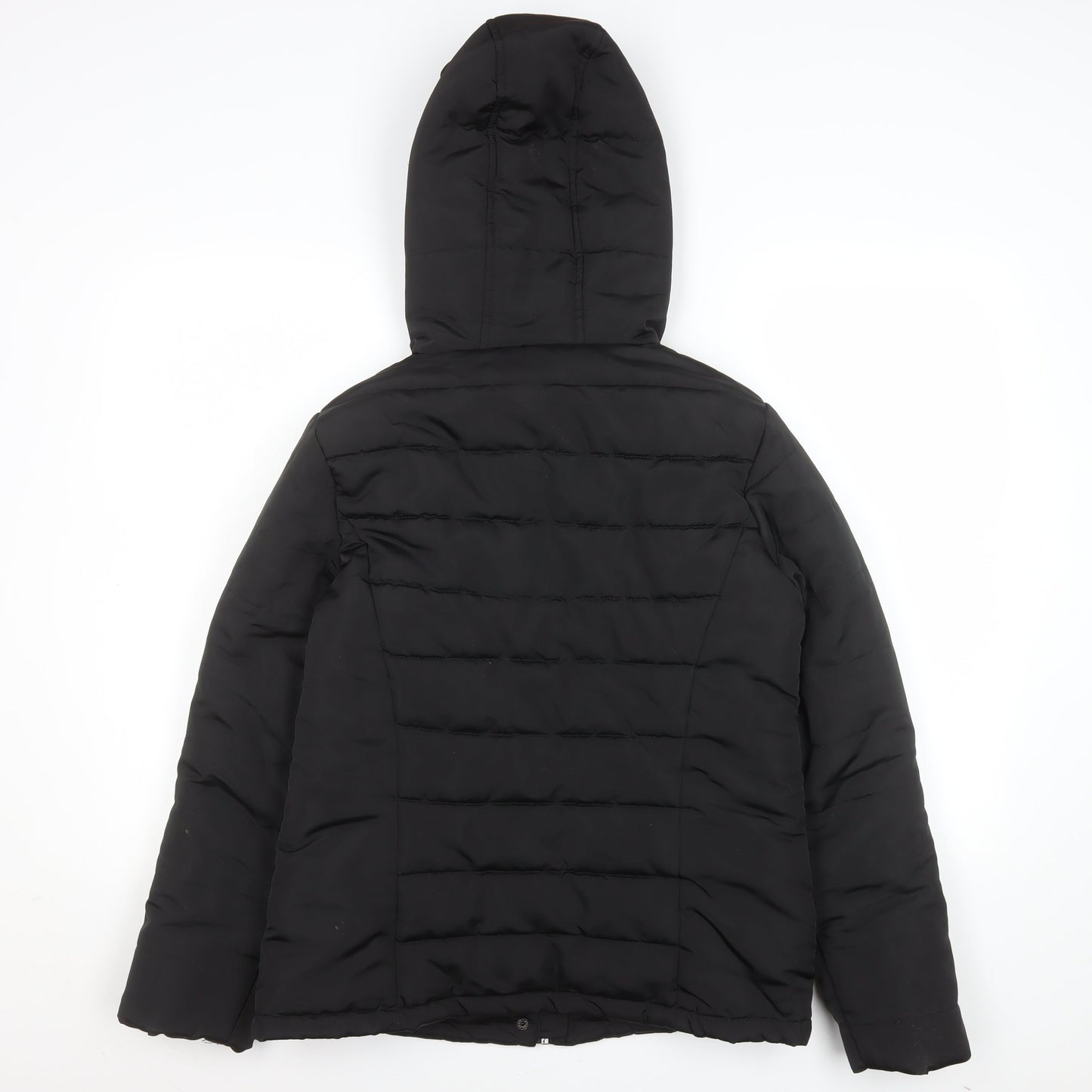 Golddigga Women's Black Puffer Jacket Size 10 Hooded Winter Coat