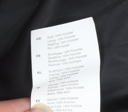 Golddigga Women's Black Puffer Jacket Size 10 Hooded Winter Coat