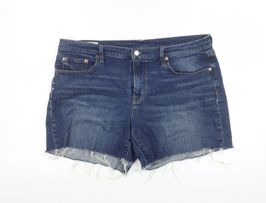 GAP Women’s Blue Denim Mid Rise Cut-Off Shorts Size 14 Regular