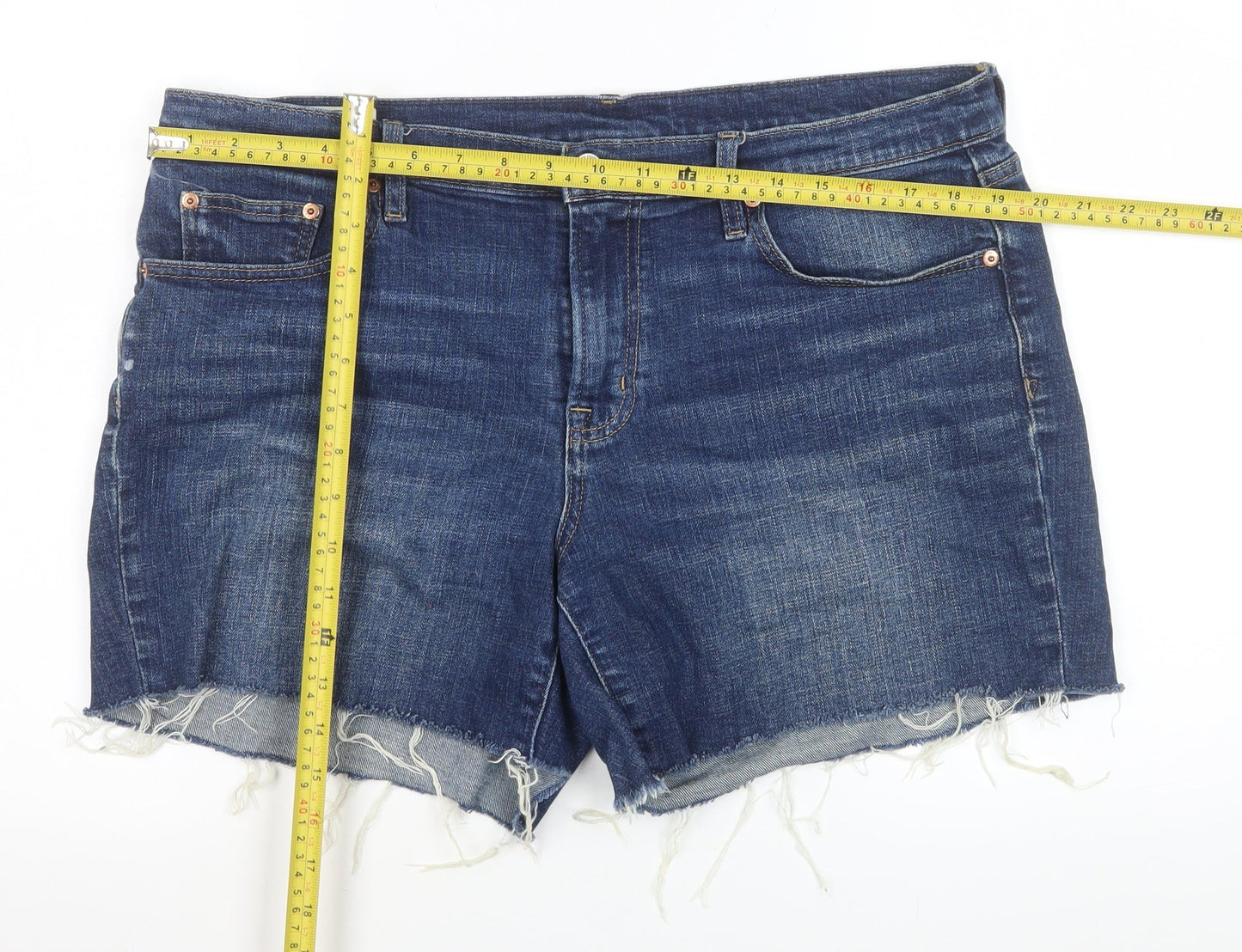 GAP Women’s Blue Denim Mid Rise Cut-Off Shorts Size 14 Regular