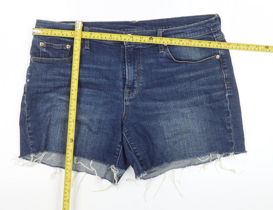 GAP Women’s Blue Denim Mid Rise Cut-Off Shorts Size 14 Regular