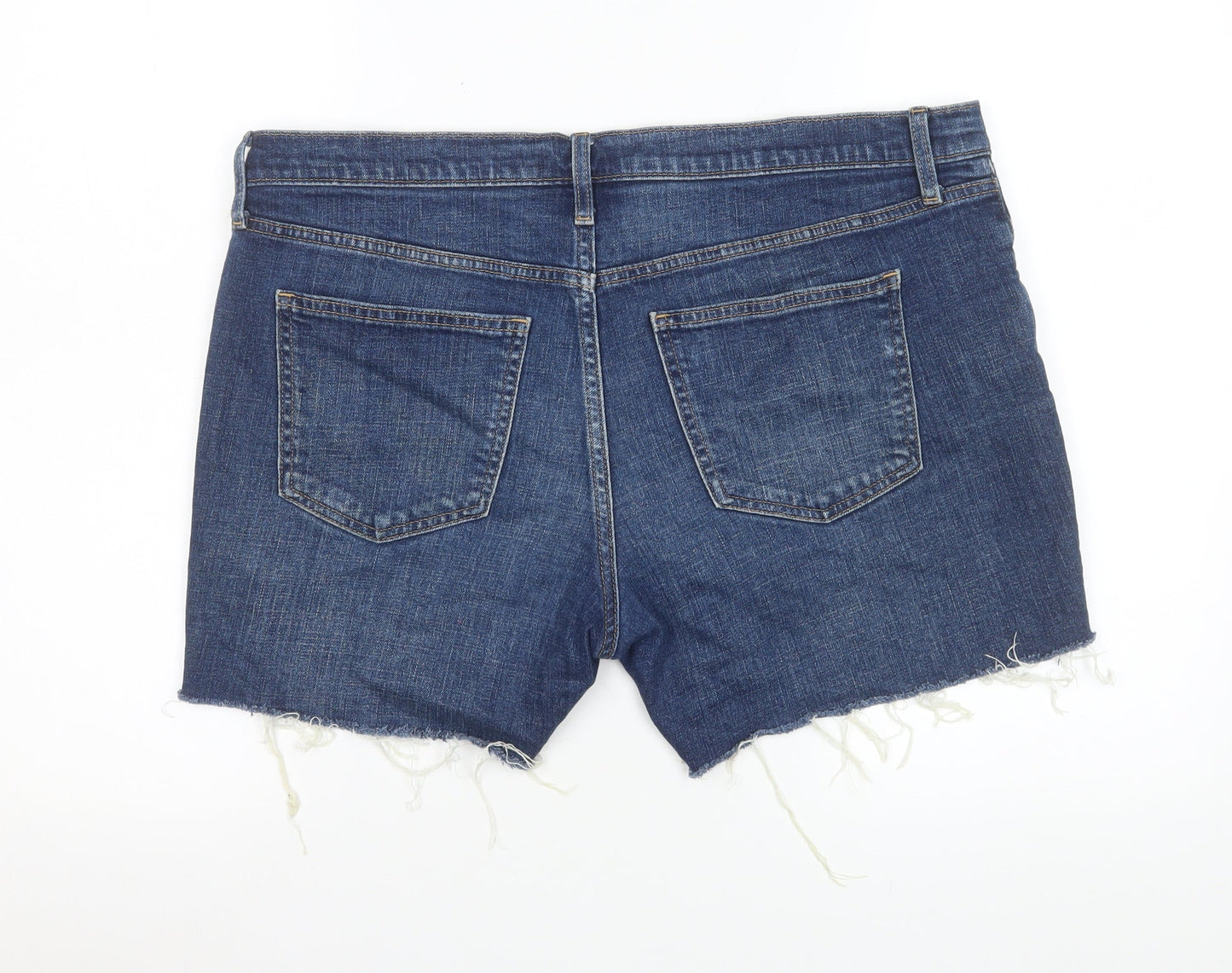 GAP Women’s Blue Denim Mid Rise Cut-Off Shorts Size 14 Regular