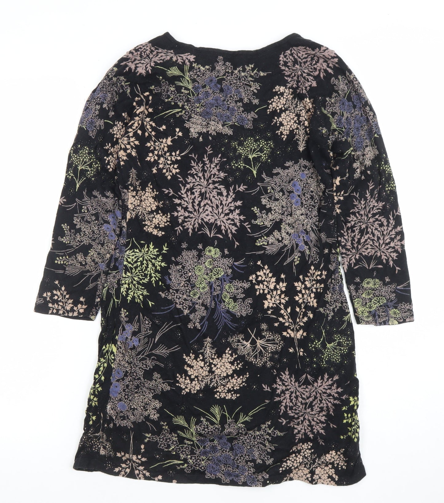 Next Women's Black Floral Velvet Shift Dress Size 8