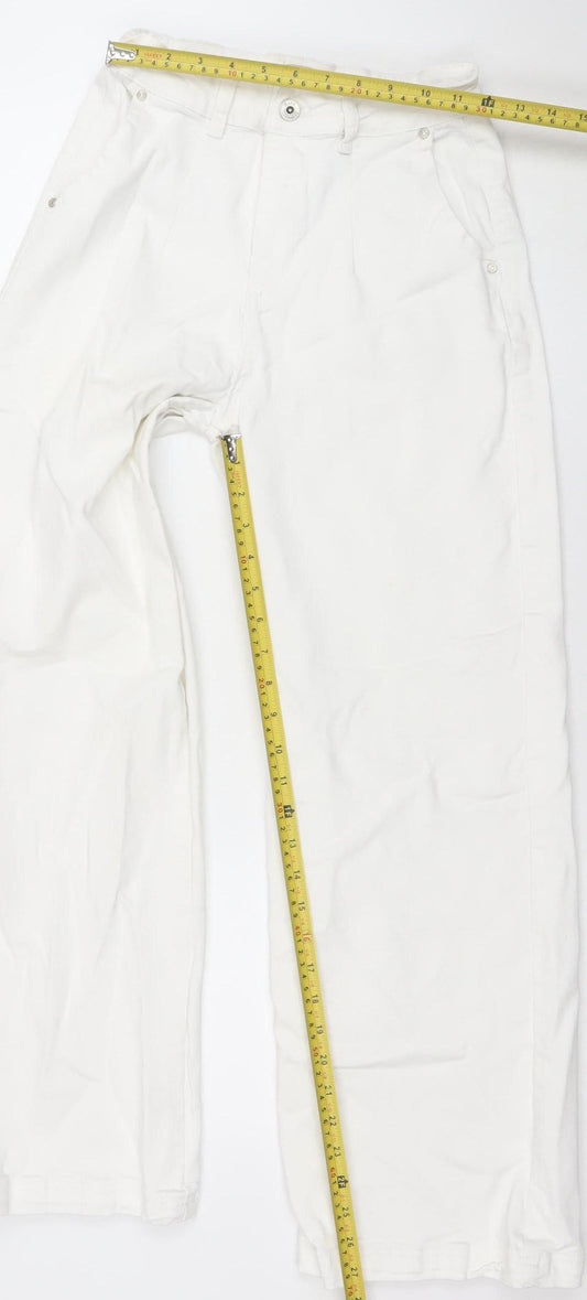 Zara Women White Straight Regular Mid Rise Stretch Jeans Size 9