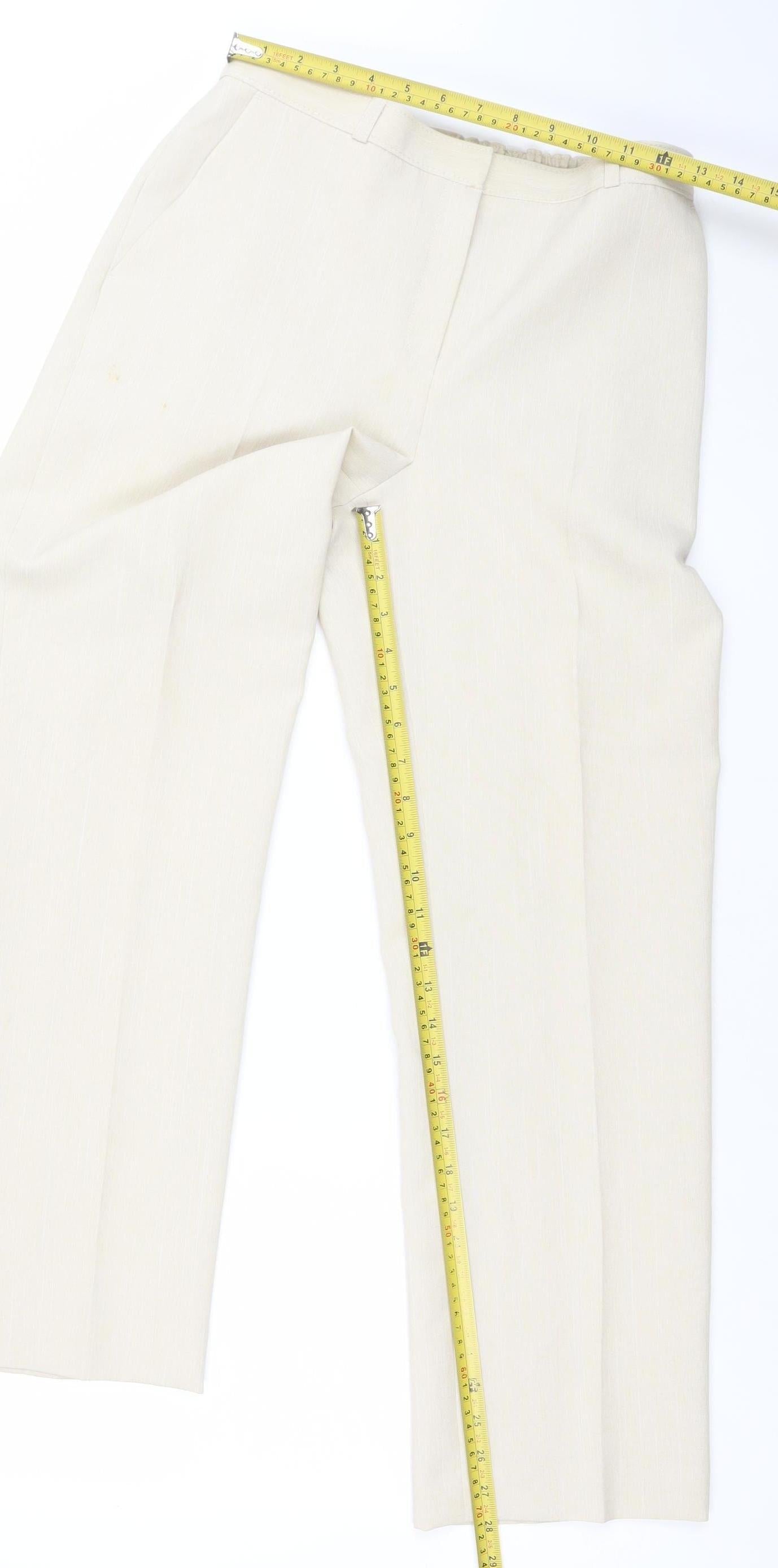 BHS Women’s Stone Classics Trousers Size 10 Polyester Elastic Waist