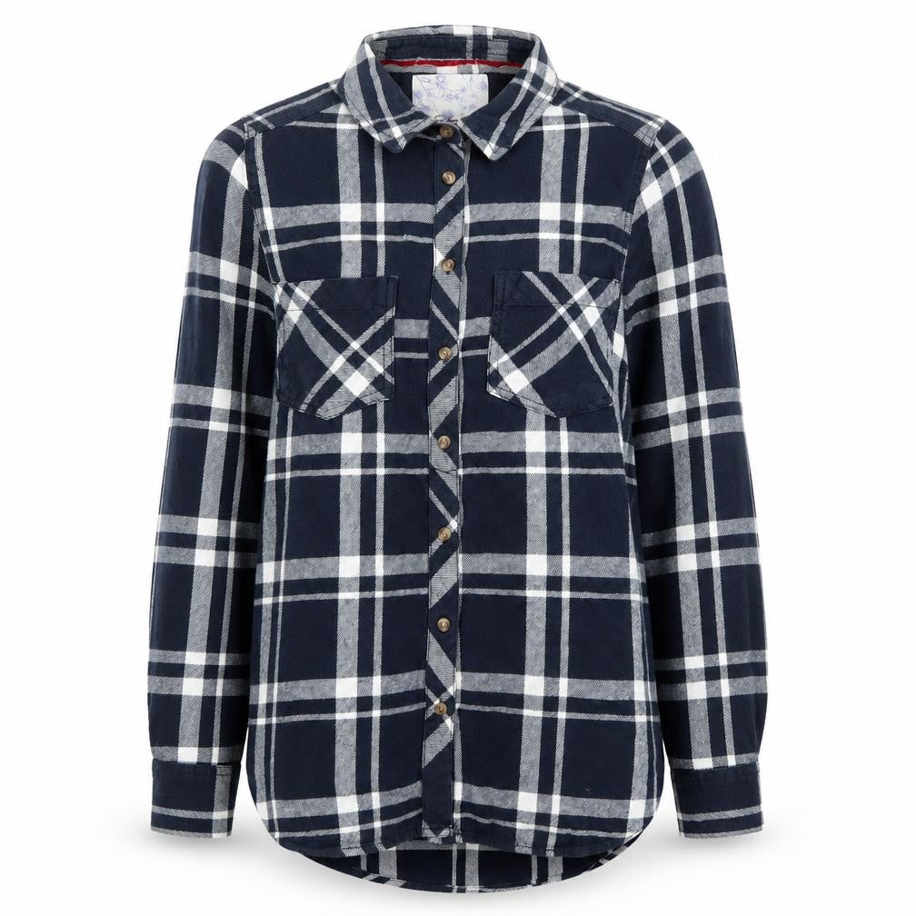 Matalan Women's Blue Checked Cotton Long Sleeve Button-Up Shirt Size 8