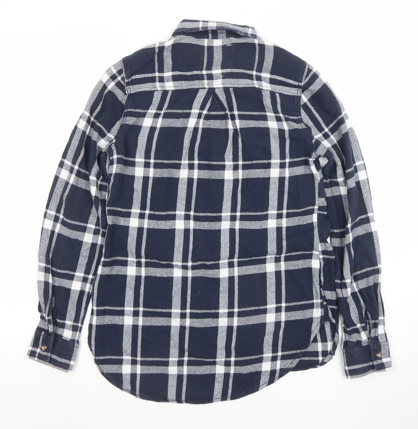 Matalan Women's Blue Checked Cotton Long Sleeve Button-Up Shirt Size 8