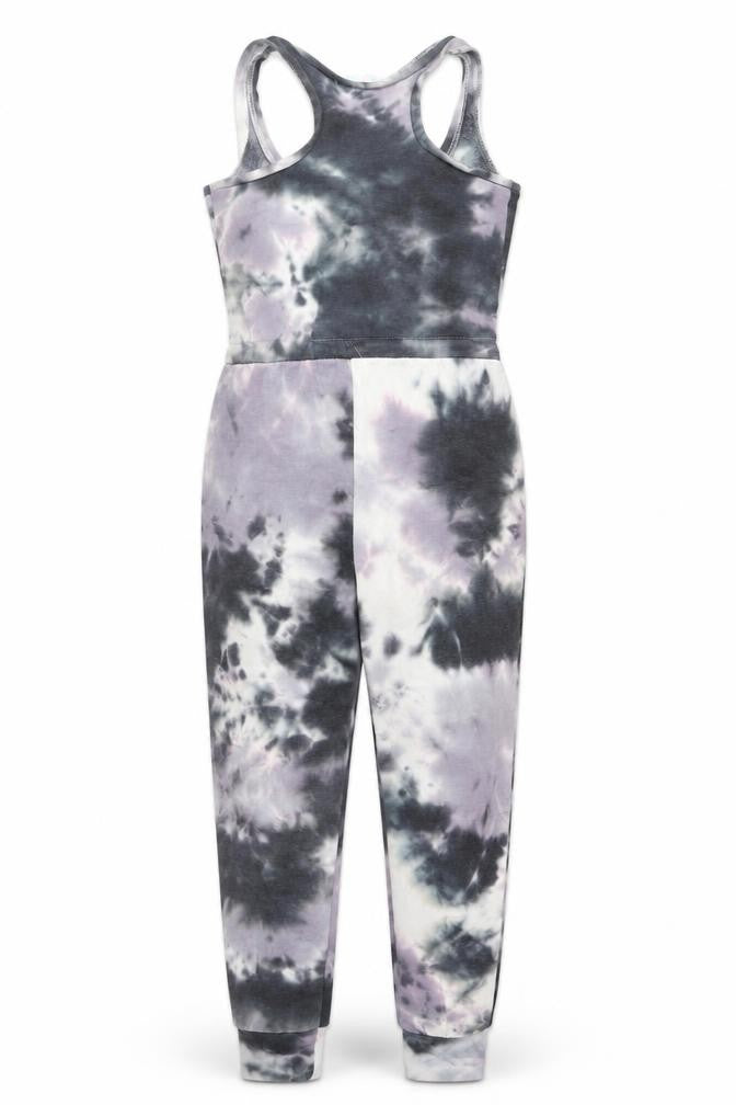 Hippie Rose Women's Grey Tie Dye Sleeveless Jumpsuit Size S Cotton Blend