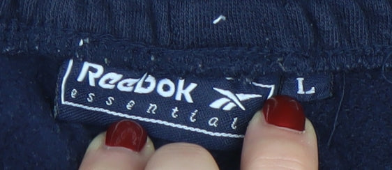 Reebok Men Blue Fleece Sweatpants L Regular Fit Elastic Waist Activewear