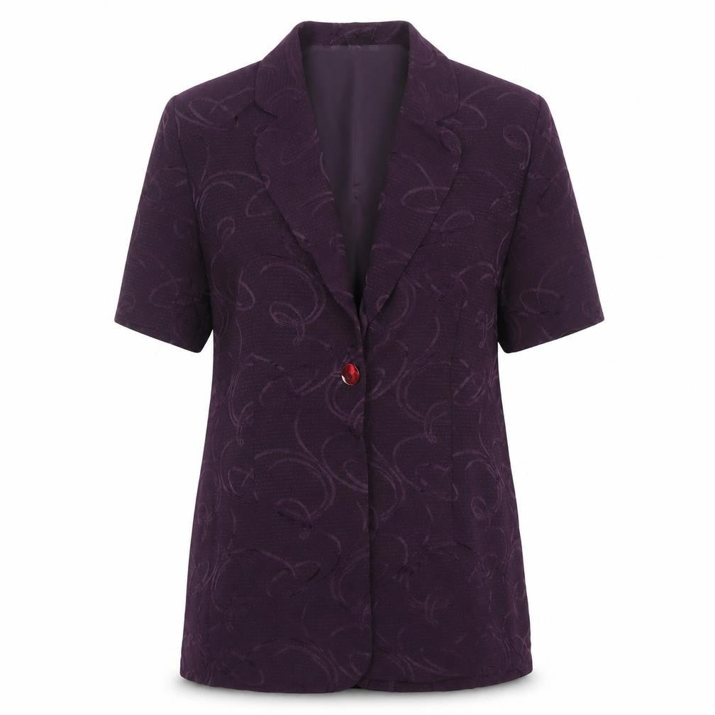 Klass Collection Women's Purple Size 14 Short Sleeve One-Button Blazer