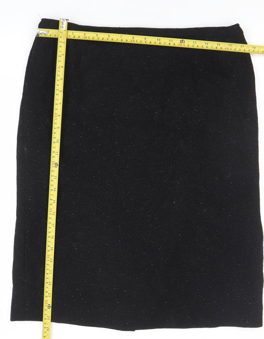 Jaeger Women's Black Wool Pencil Skirt Size 12 Lined Workwear
