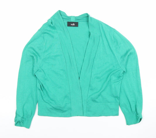 Wallis Women Green Small Open Front Long Sleeve Cardigan