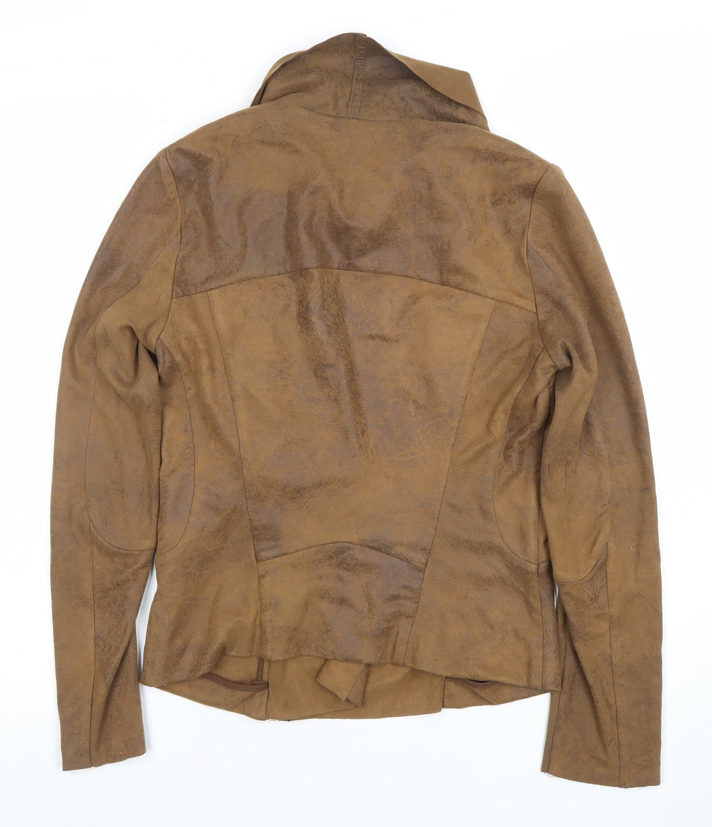 Zara Woman Brown Faux Suede Slim Fit Zip Jacket Size 12