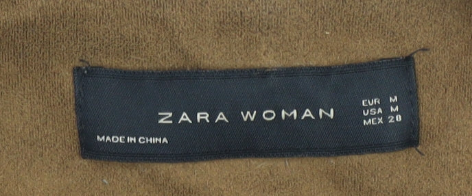 Zara Woman Brown Faux Suede Slim Fit Zip Jacket Size 12