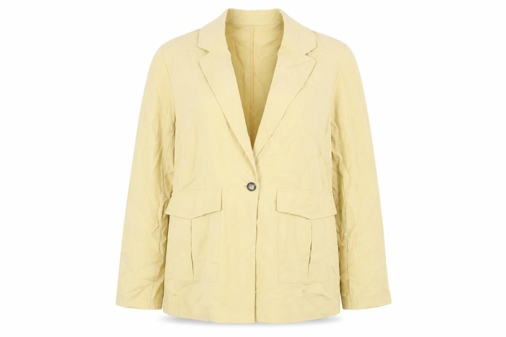 Warehouse Women Beige Cotton Blazer Size 10 Single Breasted Jacket