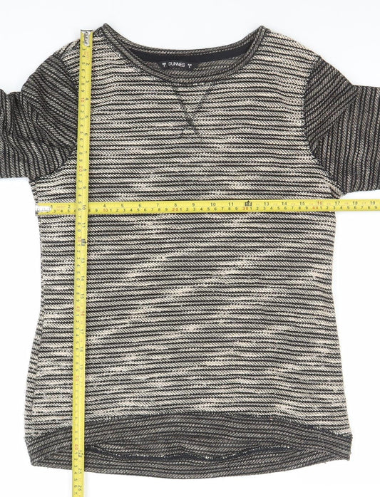 Dunnes Women Black Striped Boat Neck 3/4 Sleeve Pullover Jumper Size S