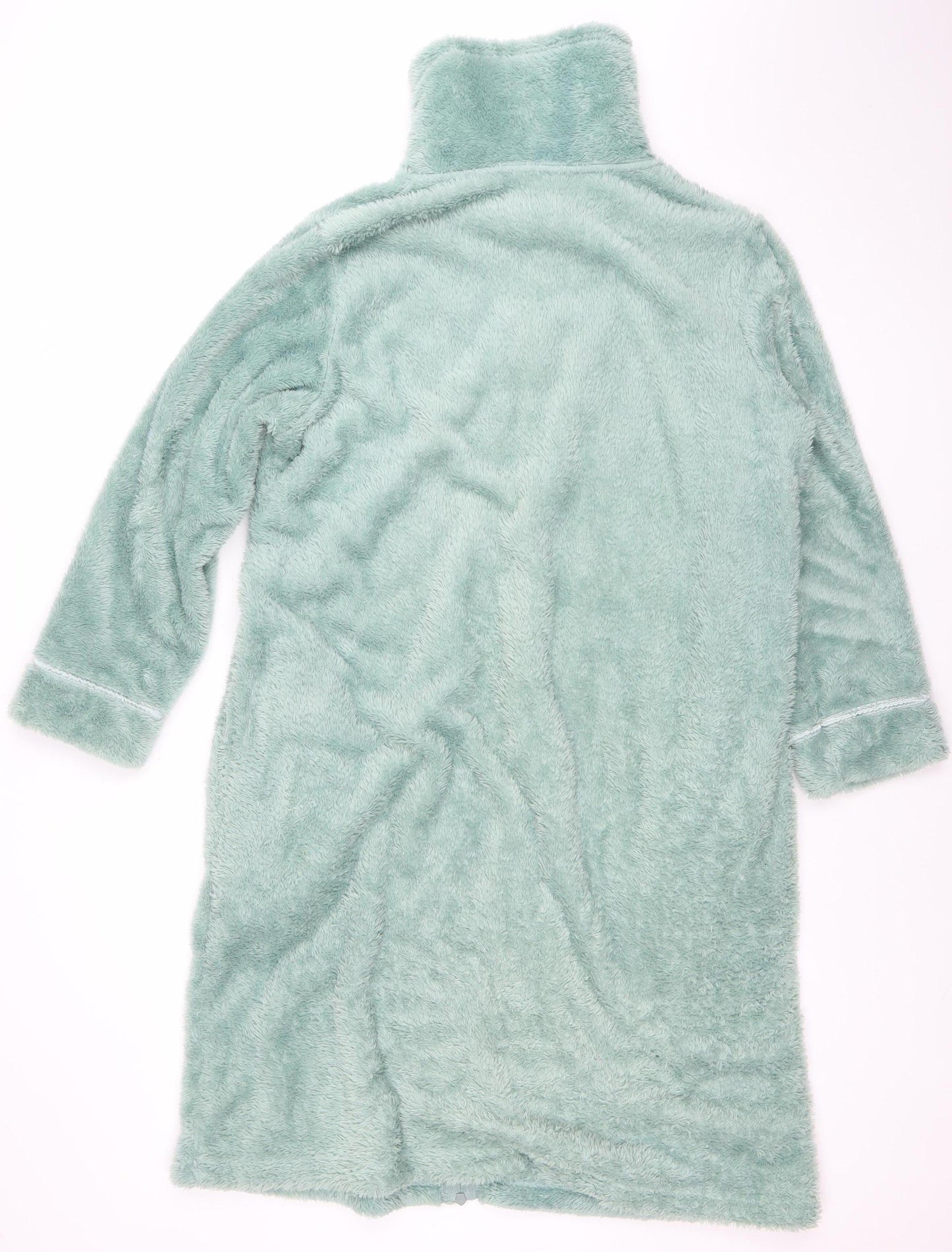 Cotton Traders Women's Stone Green Fleece Zip Robe Size 14/16