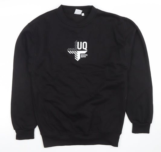 UCC Men’s Black Crew Neck Pullover Sweatshirt S Graphic Logo Regular Fit