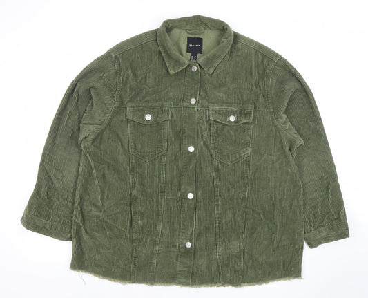 New Look Women Green Corduroy Button-Up Long Sleeve Jacket Size 14