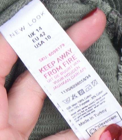 New Look Women Green Corduroy Button-Up Long Sleeve Jacket Size 14